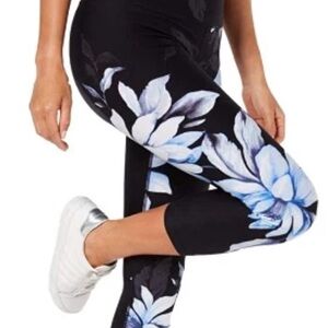 CALVIN KLEIN Performance Wicking Floral Print Leggings Woman‎ M Black/Blue/White